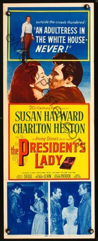 1q484 PRESIDENT'S LADY insert poster '53 romantic close up art of Susan Hayward & Charlton Heston!