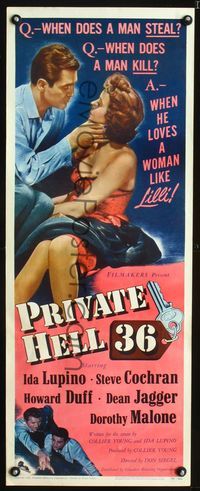 1q485 PRIVATE HELL 36 insert movie poster '54 sexy Ida Lupino makes men steal and kill, Don Siegel