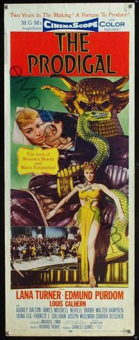 1q487 PRODIGAL insert poster '55 sexiest Lana Turner, Edmond Purdom, completely different image!