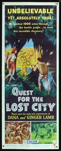 1q493 QUEST FOR THE LOST CITY insert '54 2 alone hacking through 100 miles of hostile Mayan jungle!