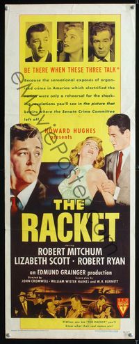 1q495 RACKET insert movie poster '51 sexy Lizabeth Scott, Robert Mitchum, Robert Ryan