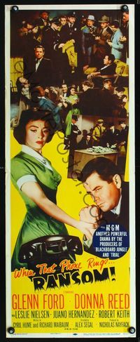 1q499 RANSOM insert movie poster '56 Glenn Ford, Donna Reed, kidnapping!