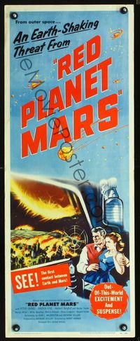 1q500 RED PLANET MARS insert movie poster '52 Peter Graves, out-of-this-world excitement & suspense!