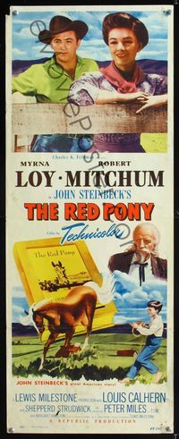 1q501 RED PONY insert movie poster '49 Robert Mitchum, Myrna Loy, John Steinbeck