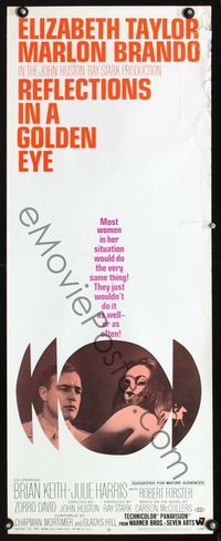 1q503 REFLECTIONS IN A GOLDEN EYE insert poster '67 Elizabeth Taylor, Marlon Brando, John Huston