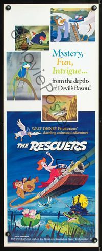 1q504 RESCUERS insert movie poster '77 Walt Disney mouse adventure cartoon!