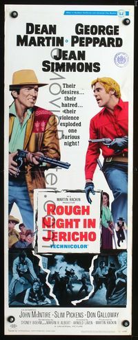1q515 ROUGH NIGHT IN JERICHO insert movie poster '67 Dean Martin & George Peppard with guns drawn!
