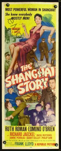 1q534 SHANGHAI STORY insert movie poster '54 super sexy Ruth Roman in China prison!