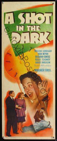 1q537 SHOT IN THE DARK insert movie poster '41 William Lundigan, Nan Wynn, cool clock artwork!