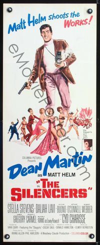 1q538 SILENCERS insert movie poster '66 artwork of Dean Martin & the sexy Slaygirls!