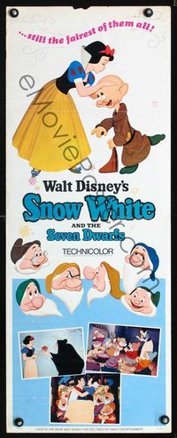 1q542 SNOW WHITE & THE SEVEN DWARFS insert movie poster R67 Walt Disney animated cartoon classic!