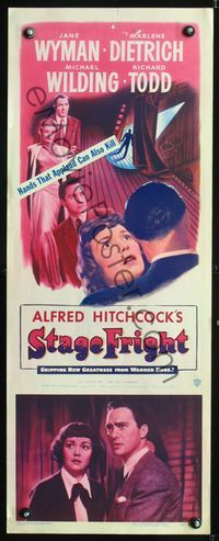 1q552 STAGE FRIGHT insert movie poster '50 Marlene Dietrich, Jane Wyman, Alfred Hitchcock