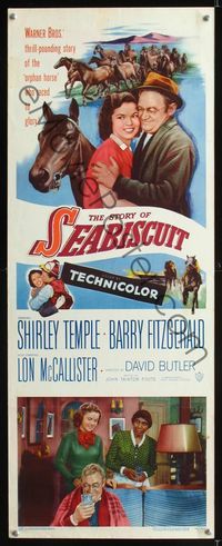 1q558 STORY OF SEABISCUIT insert movie poster '49 Shirley Temple, Barry Fitzgerald, horse racing!