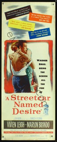 1q560 STREETCAR NAMED DESIRE insert movie poster '51 Marlon Brando, Kim Hunter, Elia Kazan classic!