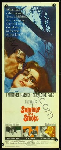 1q566 SUMMER & SMOKE insert movie poster '61 close up of Laurence Harvey & Geraldine Page!