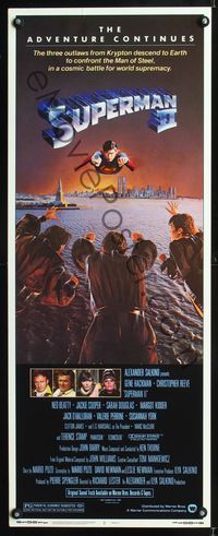 1q570 SUPERMAN II insert '81 Christopher Reeve, Terence Stamp, great artwork over New York City!