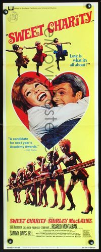 1q572 SWEET CHARITY insert movie poster '69 Bob Fosse, Shirley MacLaine