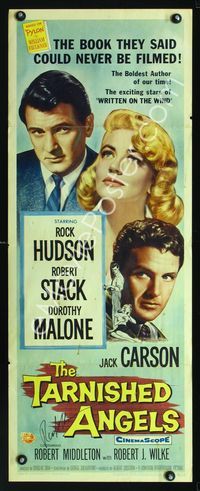 1q577 TARNISHED ANGELS signed insert '58 by Rock Hudson, who is with Dorothy Malone & Robert Stack!