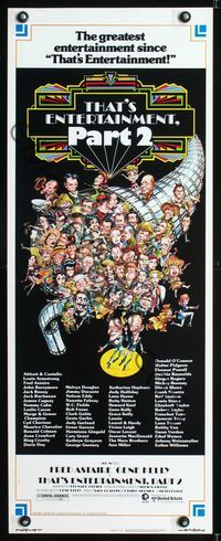 1q581 THAT'S ENTERTAINMENT 2 insert movie poster '75 artwork of Gene Kelly & many MGM greats!