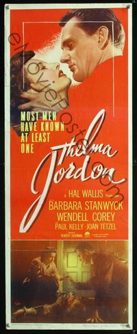 1q582 THELMA JORDON insert poster '50 most men have known at least one woman like Barbara Stanwyck!