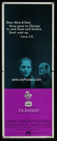 1q574 T.R. BASKIN insert movie poster '71 great image of Candice Bergen & Peter Boyle!