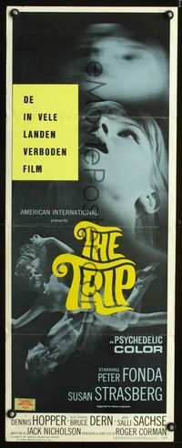 1q599 TRIP insert movie poster '67 AIP, Peter Fonda, LSD, wild psychedelic drug image!