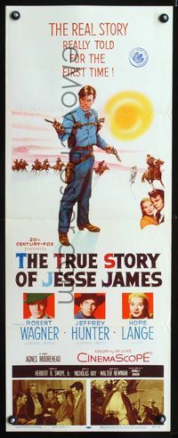 1q601 TRUE STORY OF JESSE JAMES insert movie poster '57 Nicholas Ray, Robert Wagner, Jeffrey Hunter