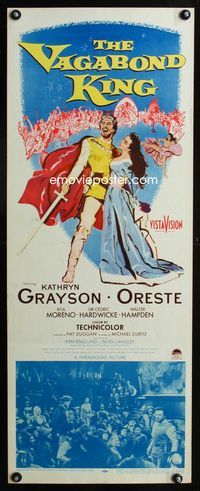 1q610 VAGABOND KING insert movie poster '56 cool art of pretty Kathryn Grayson & Oreste with sword!