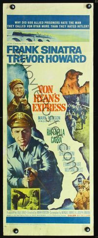 1q615 VON RYAN'S EXPRESS insert movie poster '65 Frank Sinatra & Trevor Howard in World War II!