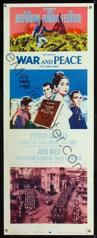 1q621 WAR & PEACE insert movie poster '56 Audrey Hepburn, Henry Fonda, Mel Ferrer, Leo Tolstoy