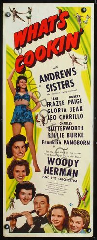 1q632 WHAT'S COOKIN' insert '42 The Andrews Sisters, Gloria Jean, Woody Herman playing clarinet!