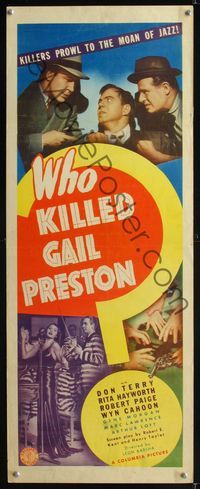 1q638 WHO KILLED GAIL PRESTON insert '38 sexy Rita Hayworth, killers prowl to the moan of jazz!