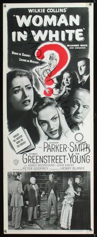 1q646 WOMAN IN WHITE insert movie poster '48 Eleanor Parker, Alexis Smith, Sidney Greenstreet