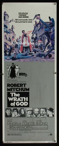 1q651 WRATH OF GOD insert poster '72 priest Robert Mitchum is not exactly what the Lord had in mind!