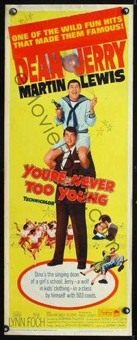 1q656 YOU'RE NEVER TOO YOUNG insert movie poster R64 great image of Dean Martin & Jerry Lewis!