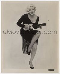 1r115 SOME LIKE IT HOT special artwork 8x10 '59 full-length sexy Marilyn Monroe playing ukulele!