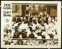 1r012 CRAZY HOUSE movie lobby card '28 wonderful image of Our Gang kids in room full of balloons!