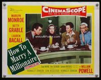 1r045 HOW TO MARRY A MILLIONAIRE LC #4 '53 Marilyn Monroe & Lauren Bacall eating at lunch counter!