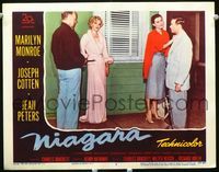 1r032 NIAGARA movie lobby card #3 '53 Marilyn Monroe in sexy nightgown on porch!