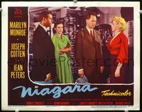 1r035 NIAGARA movie lobby card #7 '53 sexy Marilyn Monroe tries to explain her actions!