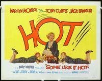 1r020 SOME LIKE IT HOT title lobby card '59 sexiest Marilyn Monroe is HOT, Tony Curtis, Jack Lemmon