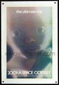 1s050 2001: A SPACE ODYSSEY linen one-sheet R71 rare multi-colored star child, the ultimate trip!
