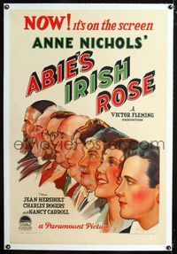 1s057 ABIE'S IRISH ROSE linen 1sh '29 stone litho art of Nancy Carroll, Buddy Rogers & entire cast!