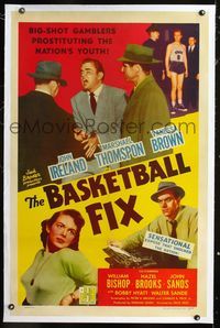 1s079 BASKETBALL FIX linen 1sh '51 big-shot gamblers prostituting the nation's youth rigging games!