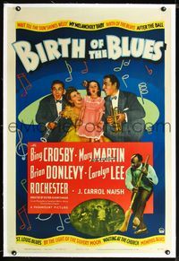 1s090 BIRTH OF THE BLUES linen 1sh '41 Bing Crosby, Carolyn Lee, Brian Donlevy,Mary Martin,Rochester
