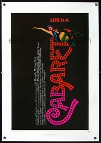 1s109 CABARET linen one-sheet movie poster '72 artworko of singing Liza Minnelli, Bob Fosse