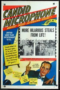 1s111 CANDID MICROPHONE linen one-sheet '52 Allen Funt's radio show before his similar hit TV show!