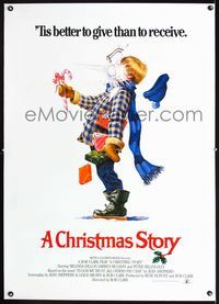 1s120 CHRISTMAS STORY linen English 1sh '83 completely different art of Ralphie hit with snowball!