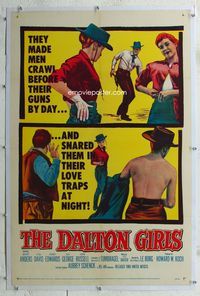 1s129 DALTON GIRLS linen 1sheet '57 sexy bad cowgirl Merry Anders made men crawl before their guns!