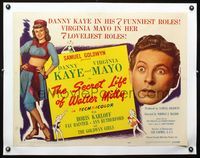 1s026 SECRET LIFE OF WALTER MITTY linen 1/2sh '47 Danny Kaye & Virginia Mayo in James Thurber story!